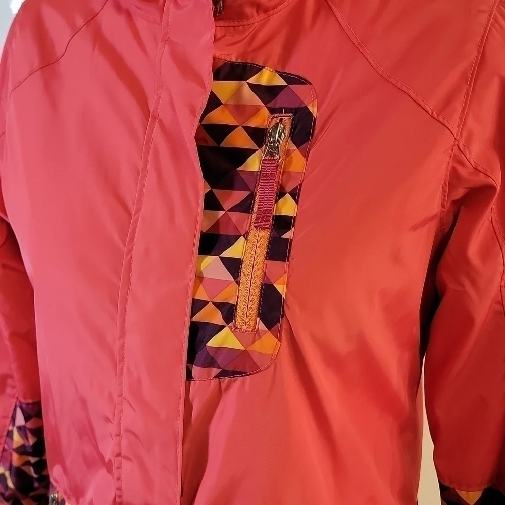LANDS End Kids pink orange purple jacket coat with zip pockets size 14 - Picture 8 of 16